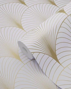 ESTAhome papier peint art déco lilas violet et or - 53 cm x 10.05 m - 139576