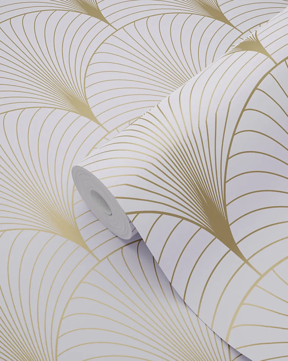 ESTAhome papier peint art déco lilas violet et or - 53 cm x 10.05 m - 139576