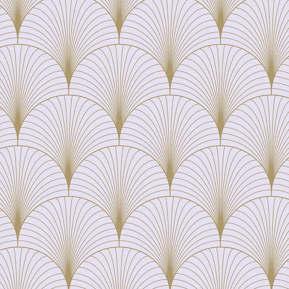 ESTAhome papier peint art déco lilas violet et or - 53 cm x 10.05 m - 139576
