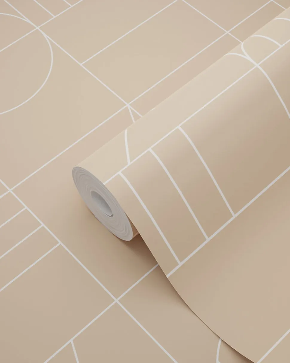 ESTAhome papier peint art déco rose pêche et blanc - 53 cm x 10.05 m - 139208