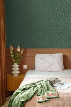 ESTAhome papier peint art déco vert émeraude - 53 cm x 10.05 m - 139744