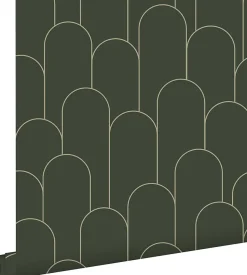 ESTAhome papier peint art déco vert foncé - 50 x 900 cm - 139656