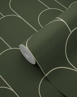 ESTAhome papier peint art déco vert foncé - 50 x 900 cm - 139656