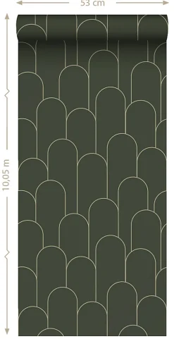 ESTAhome papier peint art déco vert foncé - 50 x 900 cm - 139656