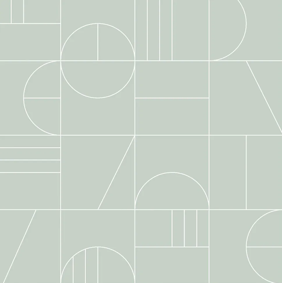 ESTAhome papier peint art déco vert menthe et blanc - 53 cm x 10.05 m - 139209