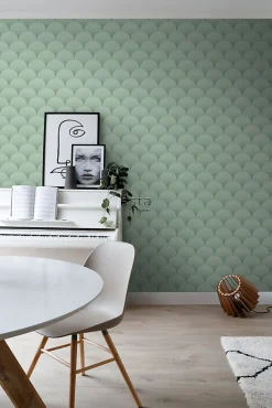 ESTAhome papier peint art déco vert grisé - 50 x 900 cm - 139466