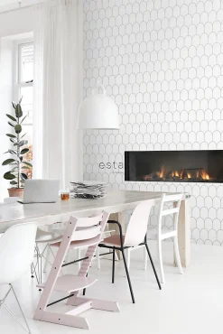 ESTAhome papier peint art déco blanc et noir - 53 cm x 10.05 m - 139140