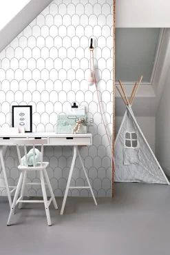 ESTAhome papier peint art déco blanc et noir - 53 cm x 10.05 m - 139140