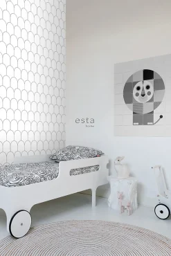 ESTAhome papier peint art déco blanc et noir - 53 cm x 10.05 m - 139140