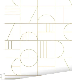 ESTAhome papier peint art déco blanc et or - 53 cm x 10.05 m - 139141