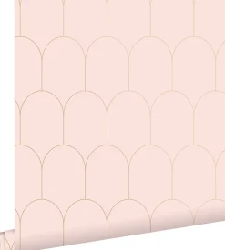 ESTAhome papier peint art déco rose clair et or - 53 cm x 10.05 m - 139201