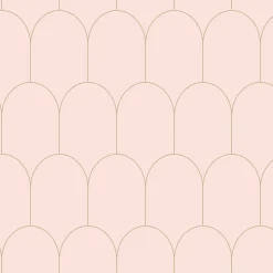 ESTAhome papier peint art déco rose clair et or - 53 cm x 10.05 m - 139201