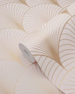 ESTAhome papier peint art déco rose clair et or rose - 53 cm x 10.05 m - 139229