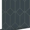 ESTAhome papier peint art déco bleu foncé et or - 53 cm x 10.05 m - 139225