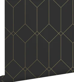 ESTAhome papier peint art déco noir et or - 53 cm x 10.05 m - 139746
