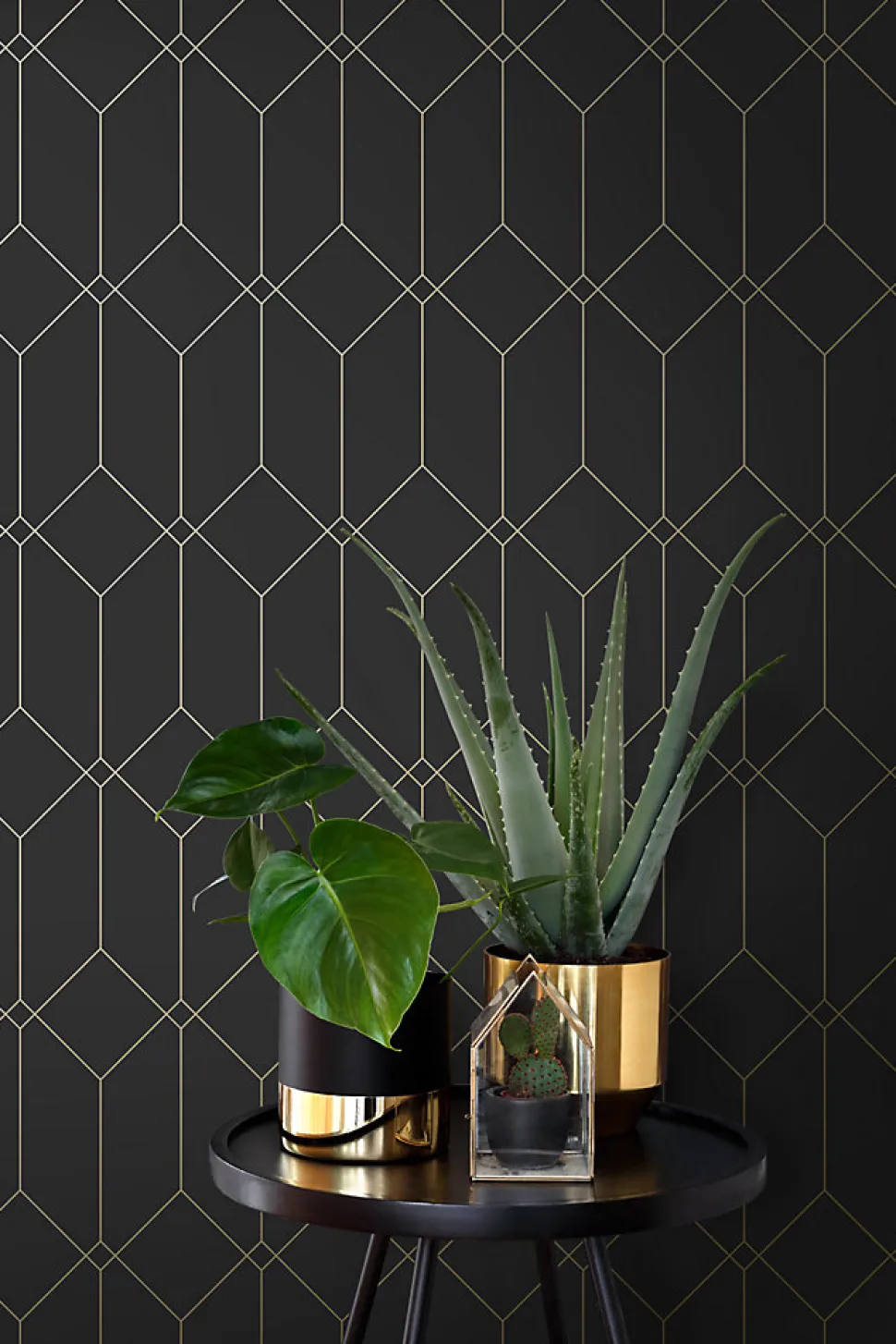 ESTAhome papier peint art déco noir et or - 53 cm x 10.05 m - 139746