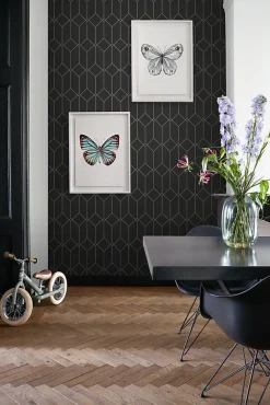 ESTAhome papier peint art déco noir et or - 53 cm x 10.05 m - 139746