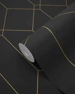 ESTAhome papier peint art déco noir et or - 53 cm x 10.05 m - 139746