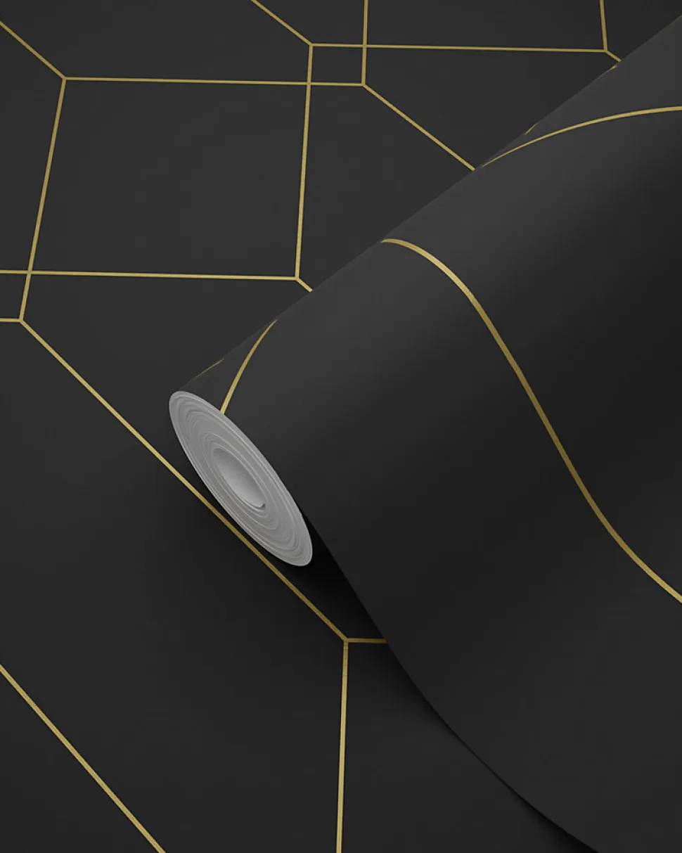 ESTAhome papier peint art déco noir et or - 53 cm x 10.05 m - 139746