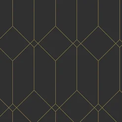 ESTAhome papier peint art déco noir et or - 53 cm x 10.05 m - 139746