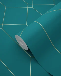 ESTAhome papier peint art déco or, vert et bleu - 53 cm x 10.05 m - 139224