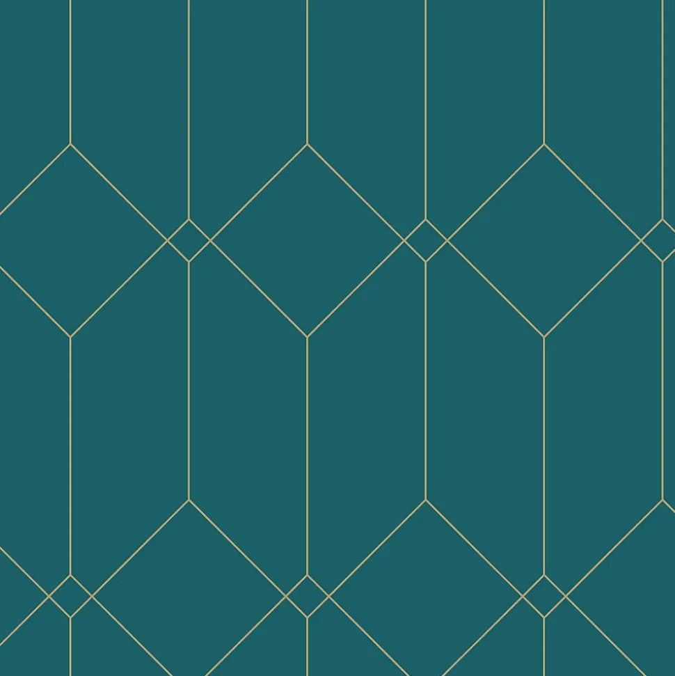 ESTAhome papier peint art déco or, vert et bleu - 53 cm x 10.05 m - 139224