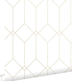 ESTAhome papier peint art déco blanc et or - 53 cm x 10.05 m - 139223