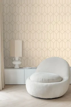 ESTAhome papier peint art déco or et beige - 53 cm x 10.05 m - 139747