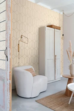 ESTAhome papier peint art déco or et beige - 53 cm x 10.05 m - 139747