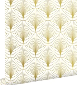 ESTAhome papier peint art déco blanc et or - 53 cm x 10.05 m - 139456