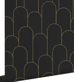 ESTAhome papier peint art déco noir et or - 50 x 900 cm - 139658
