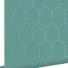 ESTAhome papier peint art déco bleu canard et or - 53 cm x 10.05 m - 139204