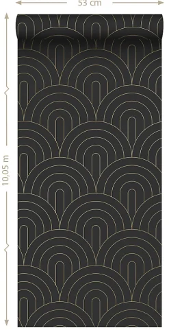 ESTAhome papier peint art déco noir et blanc - 53 cm x 10.05 m - 139742