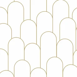ESTAhome papier peint art déco blanc et or - 50 x 900 cm - 139653