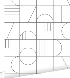 ESTAhome papier peint art déco blanc et noir - 53 cm x 10.05 m - 139142