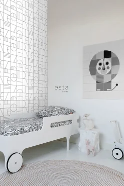 ESTAhome papier peint art déco blanc et noir - 53 cm x 10.05 m - 139142