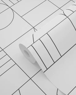 ESTAhome papier peint art déco blanc et noir - 53 cm x 10.05 m - 139142