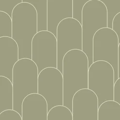 ESTAhome papier peint art déco vert kaki - 50 x 900 cm - 139655