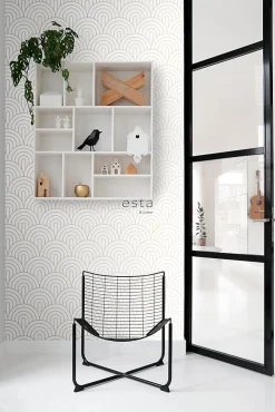 ESTAhome papier peint art déco blanc et or - 53 cm x 10.05 m - 139215