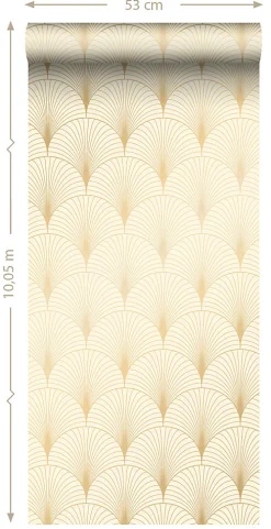 ESTAhome papier peint art déco beige et or - 53 cm x 10.05 m - 139458