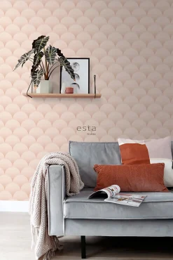 ESTAhome papier peint art déco rose clair - 50 x 900 cm - 139465