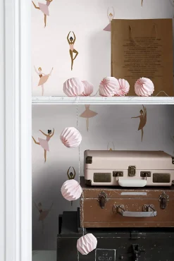 ESTAhome papier peint ballerines terracotta et rose lilas - 53 cm x 10.05 m - 139536