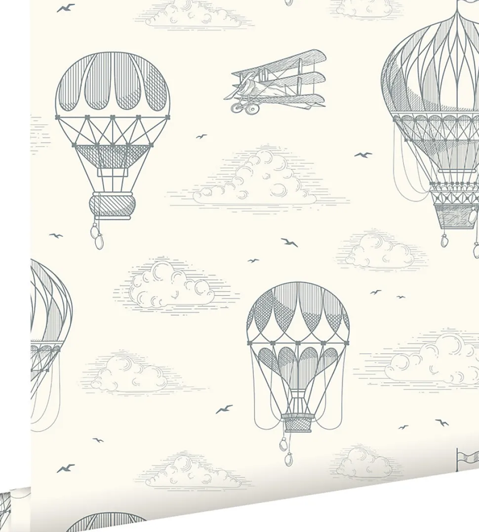 ESTAhome papier peint ballons à air chaud vieux blanc - 50 x 900 cm - 139716