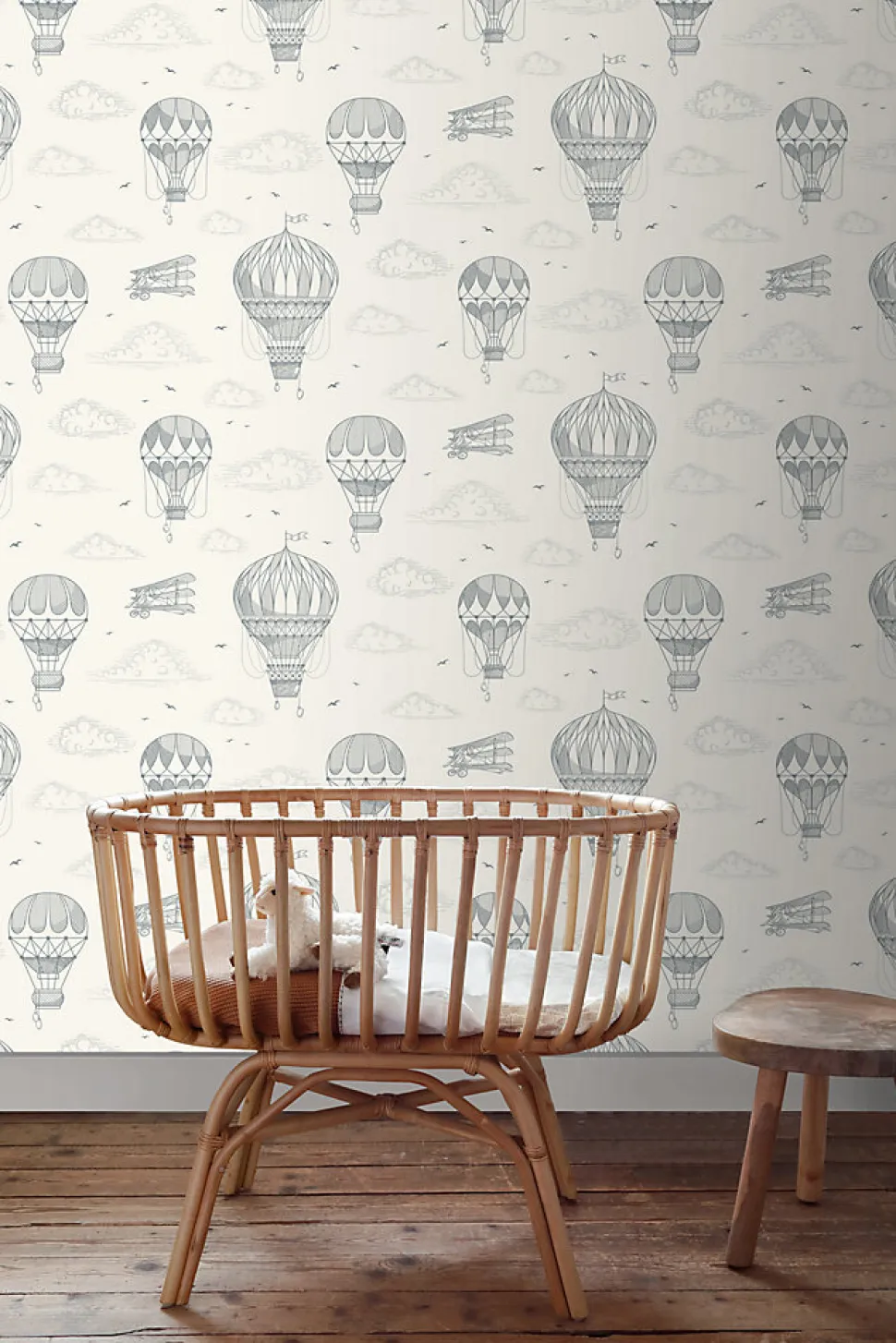 ESTAhome papier peint ballons à air chaud vieux blanc - 50 x 900 cm - 139716