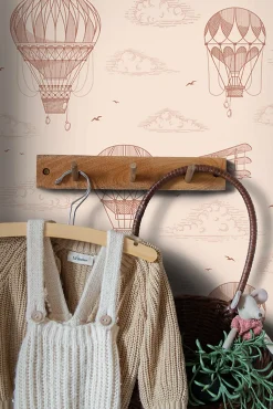 ESTAhome papier peint ballons à air chaud rose terracotta - 50 x 900 cm - 139717