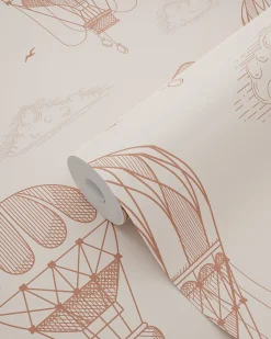 ESTAhome papier peint ballons à air chaud rose terracotta - 50 x 900 cm - 139717