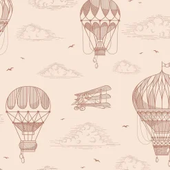 ESTAhome papier peint ballons à air chaud rose terracotta - 50 x 900 cm - 139717