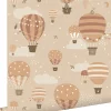 ESTAhome papier peint ballons à air chaud beige et terracotta - 53 cm x 10.05 m - 139801