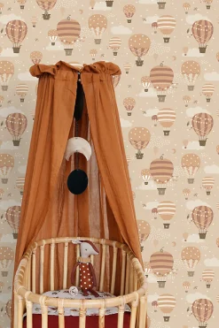 ESTAhome papier peint ballons à air chaud beige et terracotta - 53 cm x 10.05 m - 139801