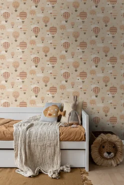 ESTAhome papier peint ballons à air chaud beige et terracotta - 53 cm x 10.05 m - 139801